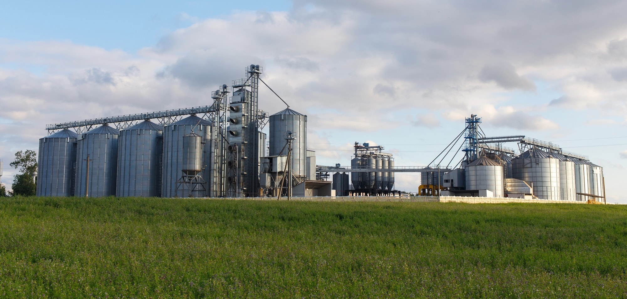 Large agricultural storage facility outdoors