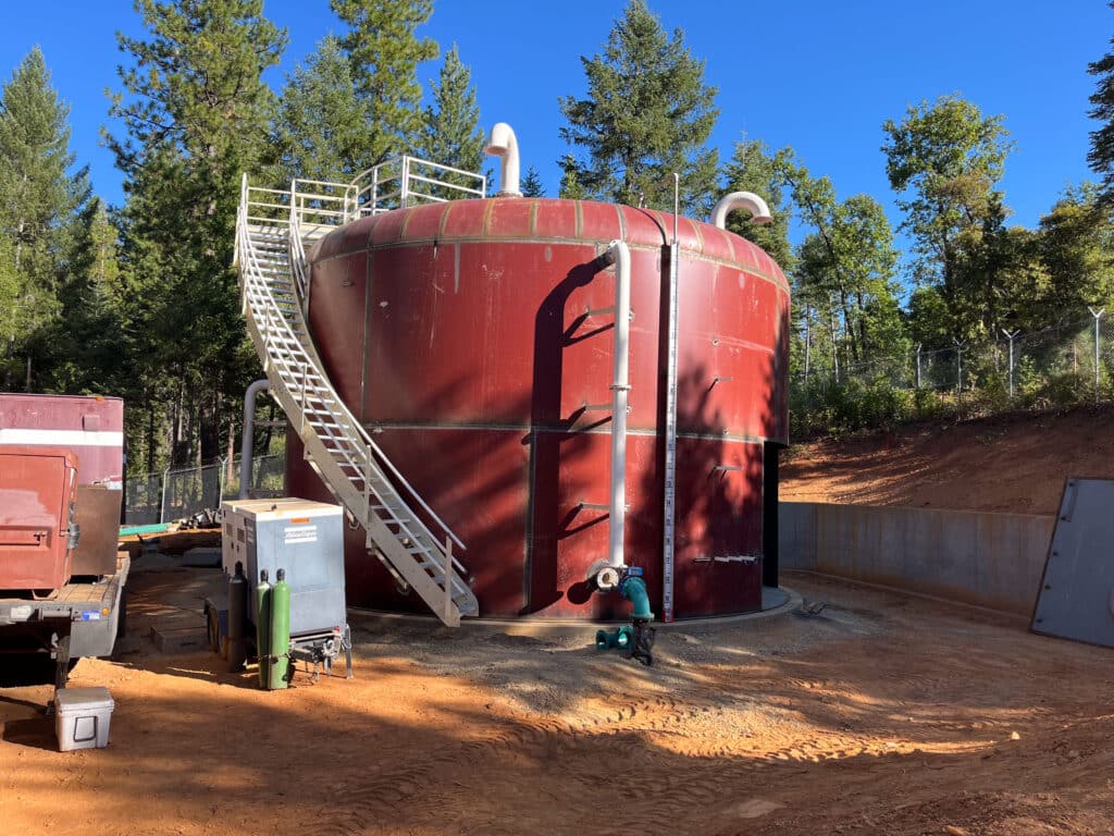 Welded steel water storage tank in Dutch Flat